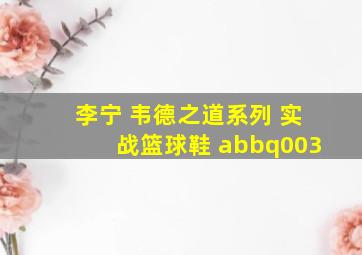 李宁 韦德之道系列 实战篮球鞋 abbq003